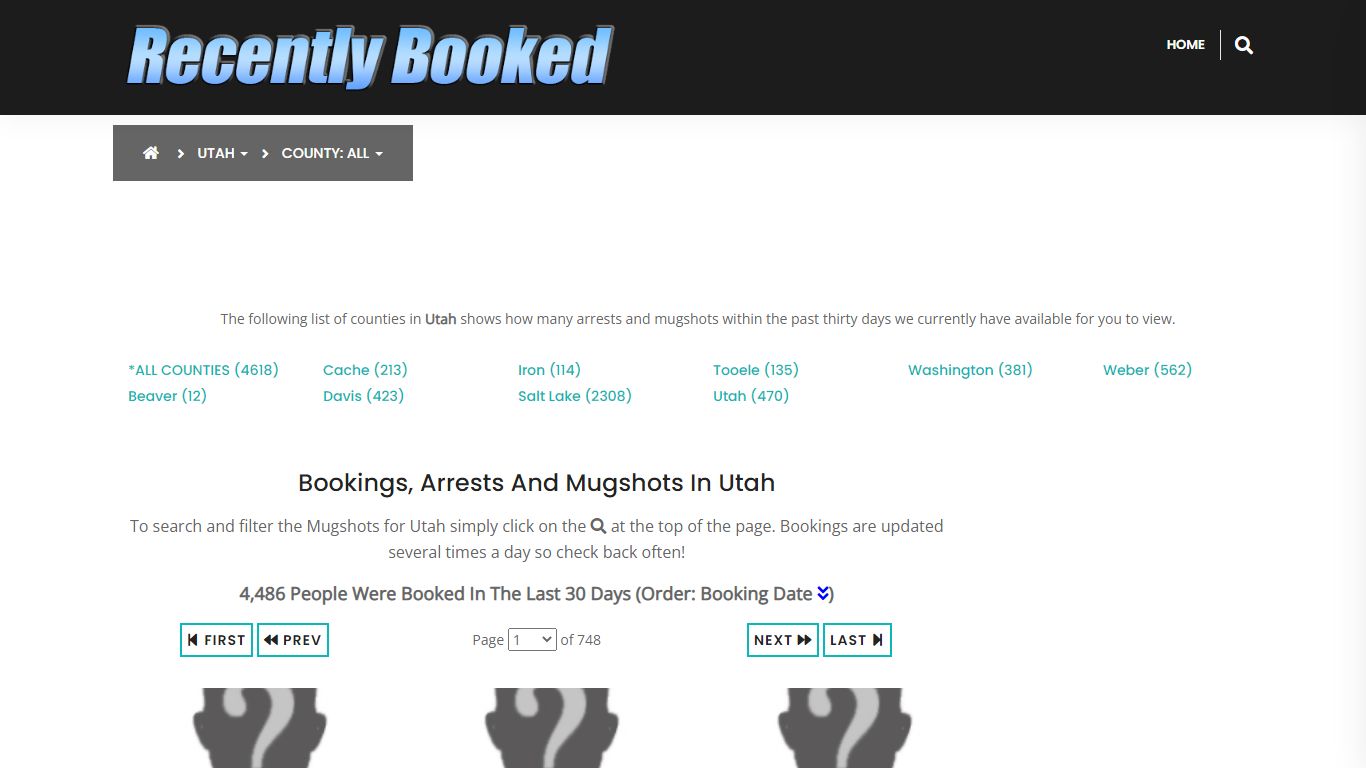 Bookings, Arrests and Mugshots in Utah - Recently Booked